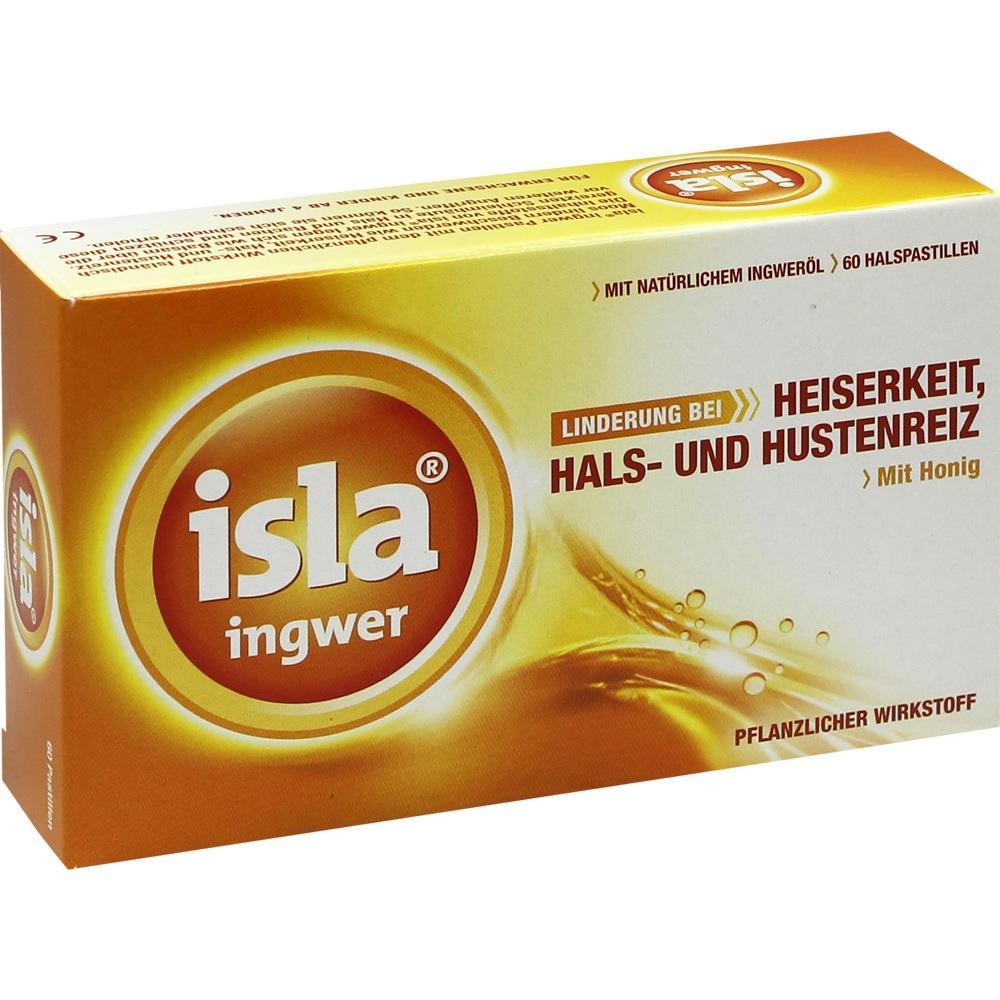 Eine Packung Isla Ingwer Lutschpastillen f&uuml;r Halsbeschwerden.