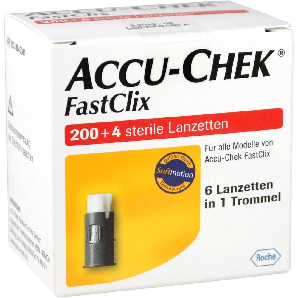 Eine Packung mit Accu-Chek FastClix sterilen Lanzetten f&uuml;r Blutzuckermessger&auml;te.
