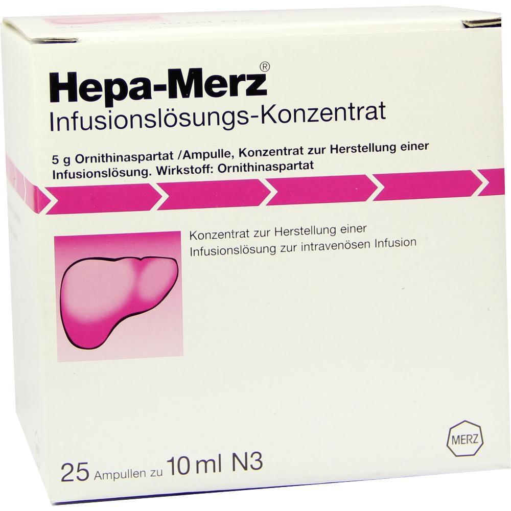 Packung Hepa-Merz Infusionsl&ouml;sungskonzentrat zur intraven&ouml;sen Verwendung.