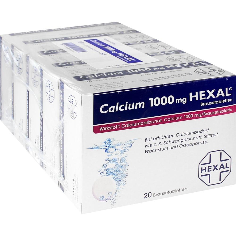 Eine Packung Calcium 1000 mg Hexal Brausetabletten.