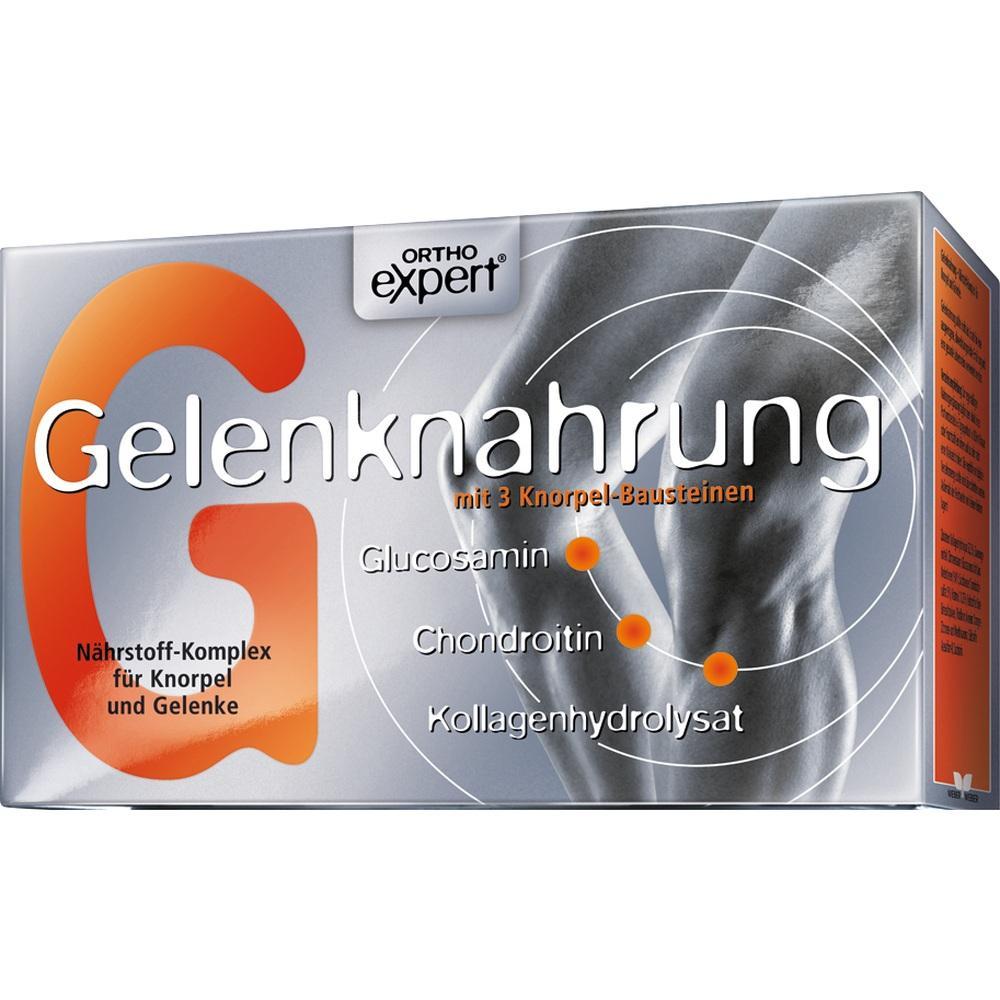 Graue Packung einer Nahrungserg&auml;nzung f&uuml;r Gelenke mit orangen Details.