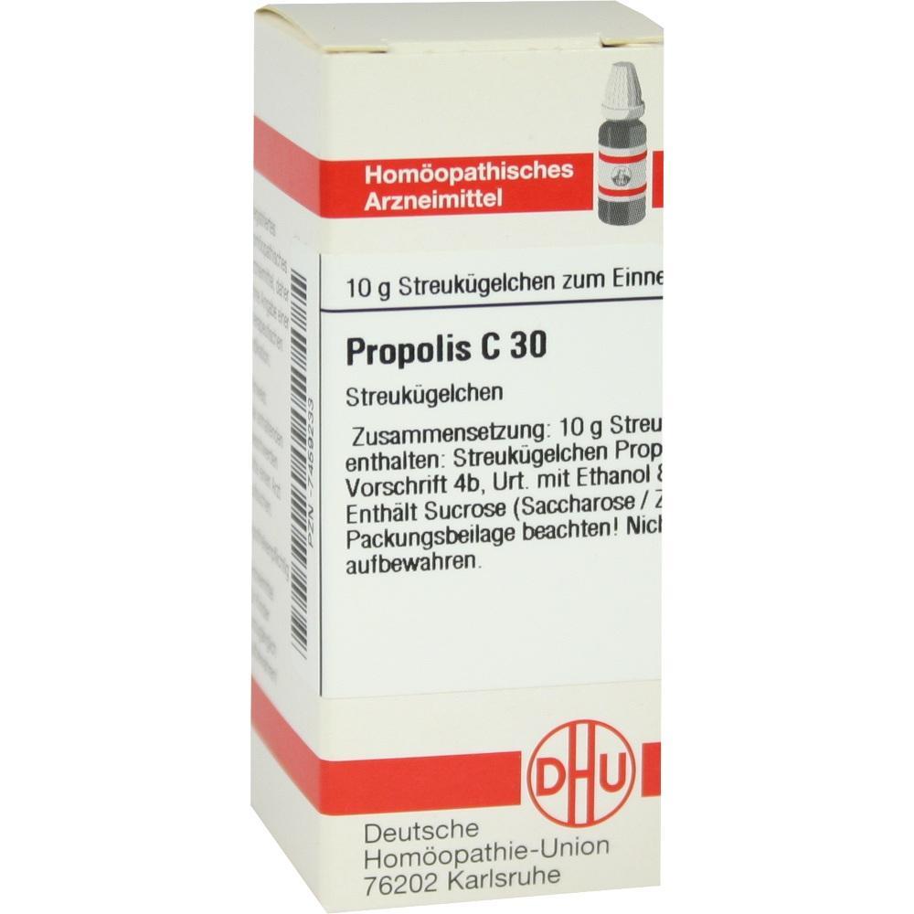 Eine Packung hom&ouml;opathische Arzneimittel mit der Aufschrift "Propolis C 30".