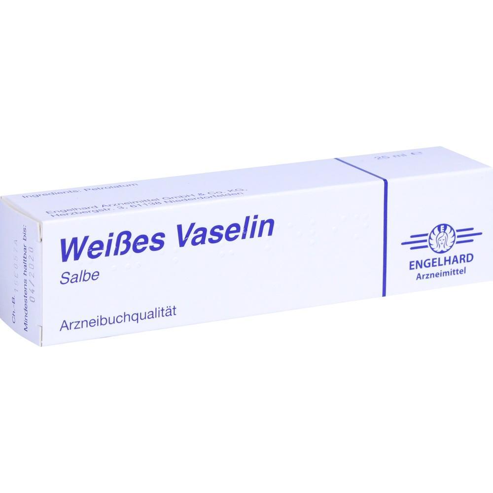 Wei&szlig;e Vaselin-Salbe der Marke Engelhard in einer wei&szlig;en Verpackung.