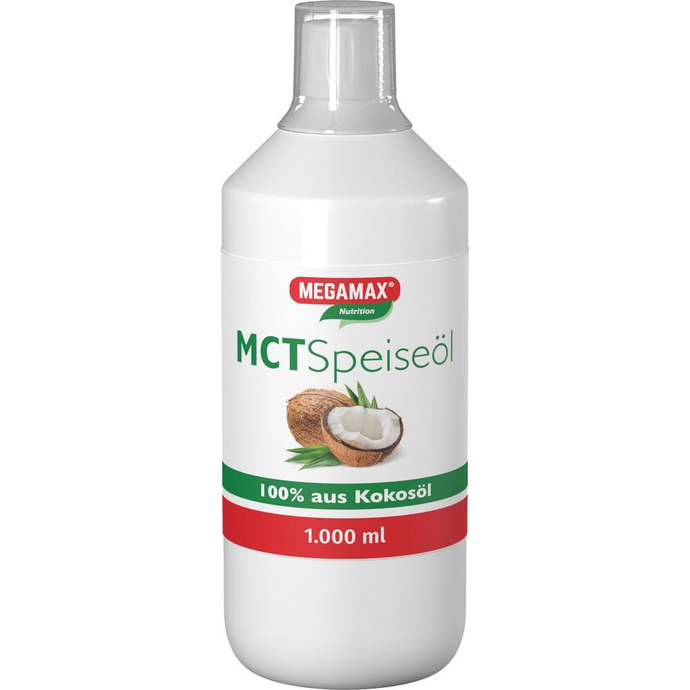 Wei&szlig;e Flasche mit MCT-Speise&ouml;l aus Kokos&ouml;l, 1000 ml.