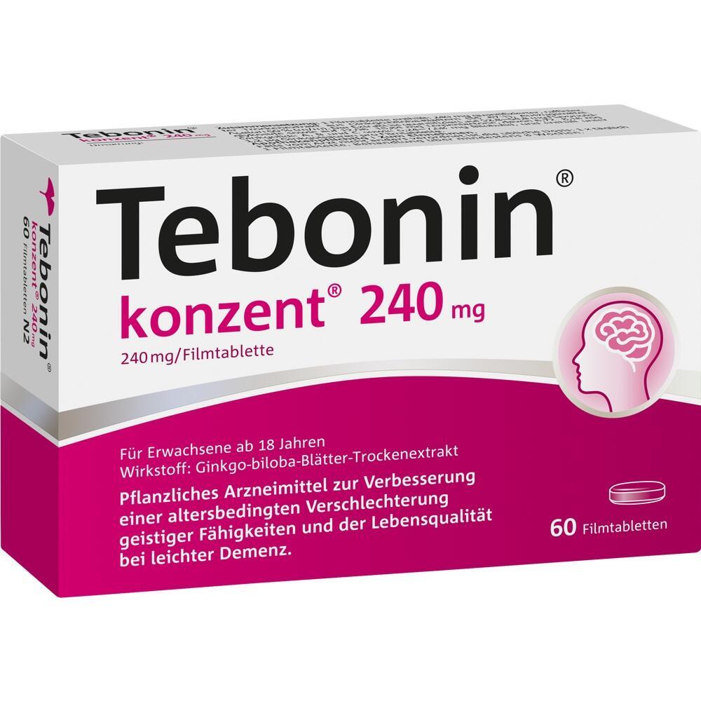 Die Verpackung zeigt ein Medikament namens Tebonin konzentr 240 mg.