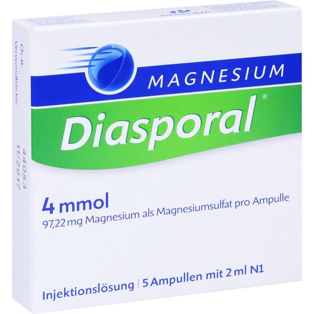 Wei&szlig;e Medikamentenverpackung mit der Aufschrift "Diasporal Magnesium".
