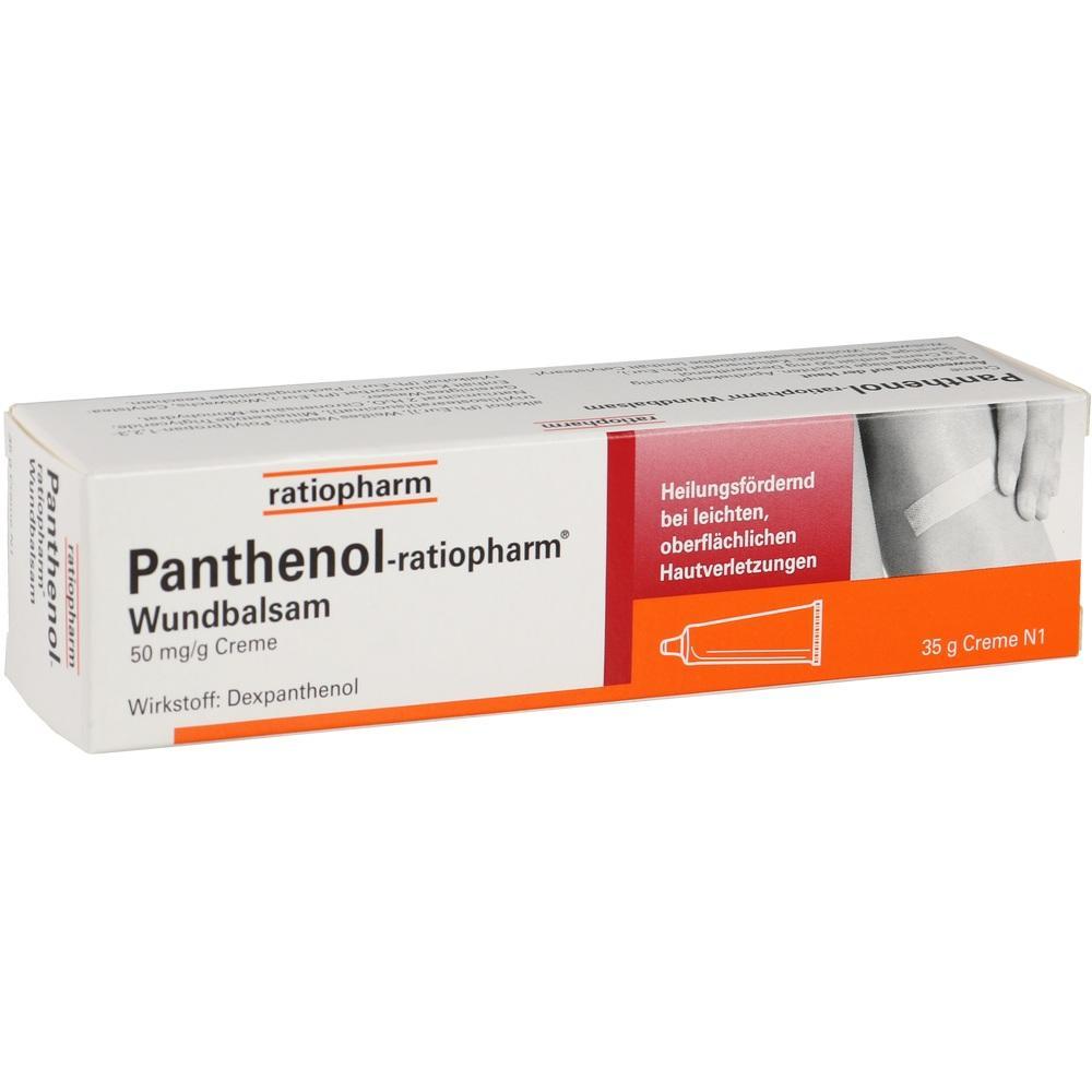 Eine Packung Panthenol Wundbalsam von Ratiopharm zur Heilung von Hautverletzungen.