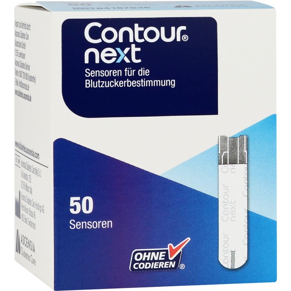 Eine Schachtel mit 50 Sensoren zur Blutzuckerbestimmung von Contour Next.