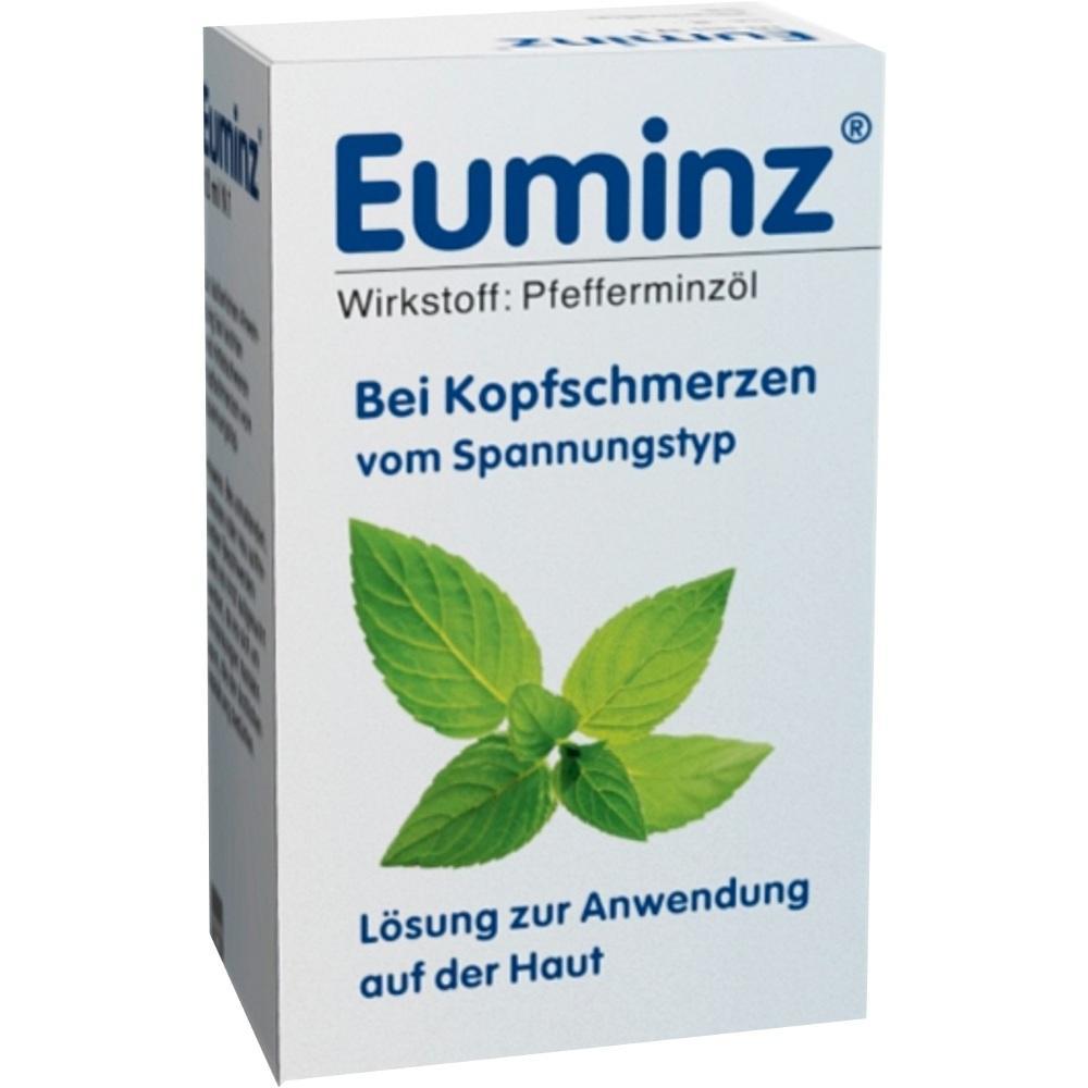 Eine Verpackung f&uuml;r ein Mittel gegen Spannungskopfschmerzen mit Pfefferminz&ouml;l.