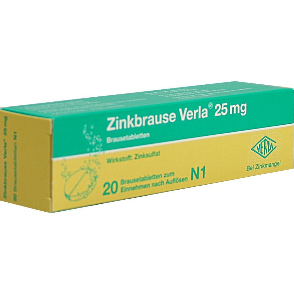 Gr&uuml;ne und gelbe Verpackung von Zink-Brausetabletten bei Zinkmangel.