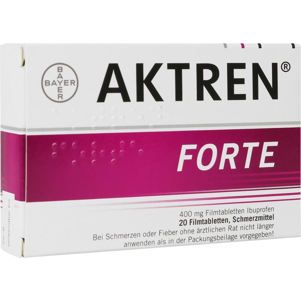 Eine Packung Aktren Forte-Schmerztabletten mit 400 mg Ibuprofen.