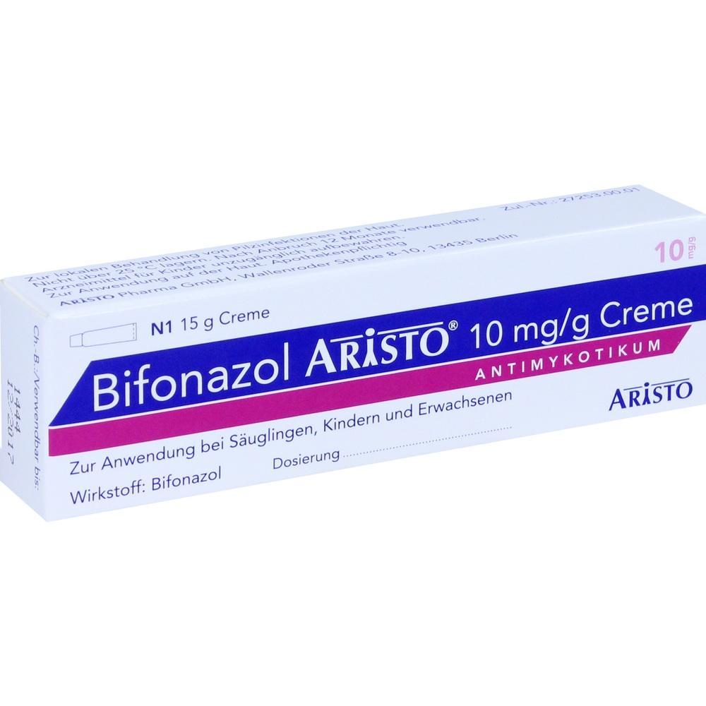 Eine Schachtel Bifonazol Creme von Aristo, ein Antimykotikum zur &auml;u&szlig;erlichen Anwendung.