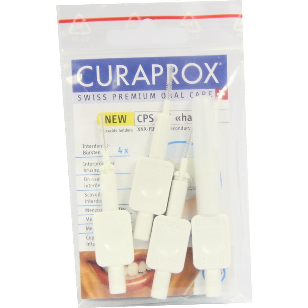 Eine Packung mit weißen Interdentalbürsten der Marke Curaprox.
