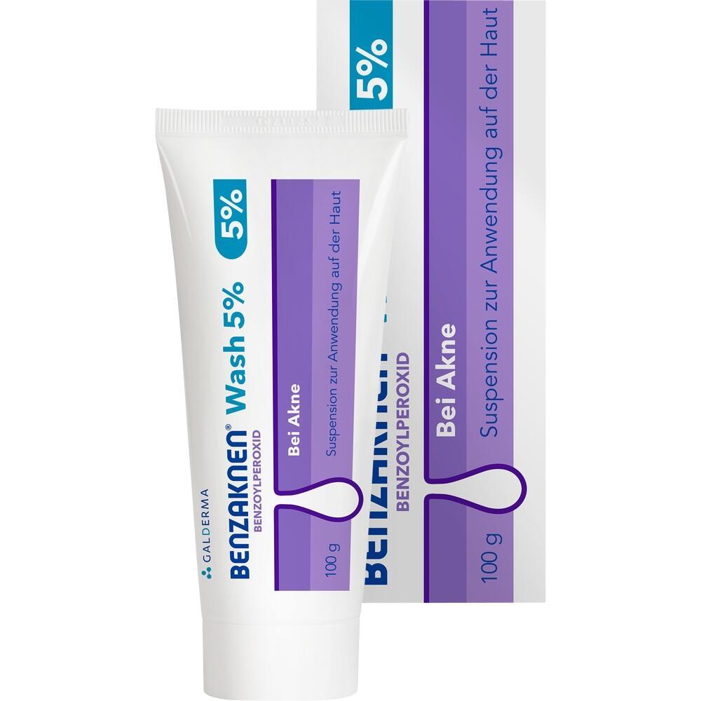 Eine wei&szlig;e Tube f&uuml;r Aknebehandlung steht vor einer passenden Verpackung.