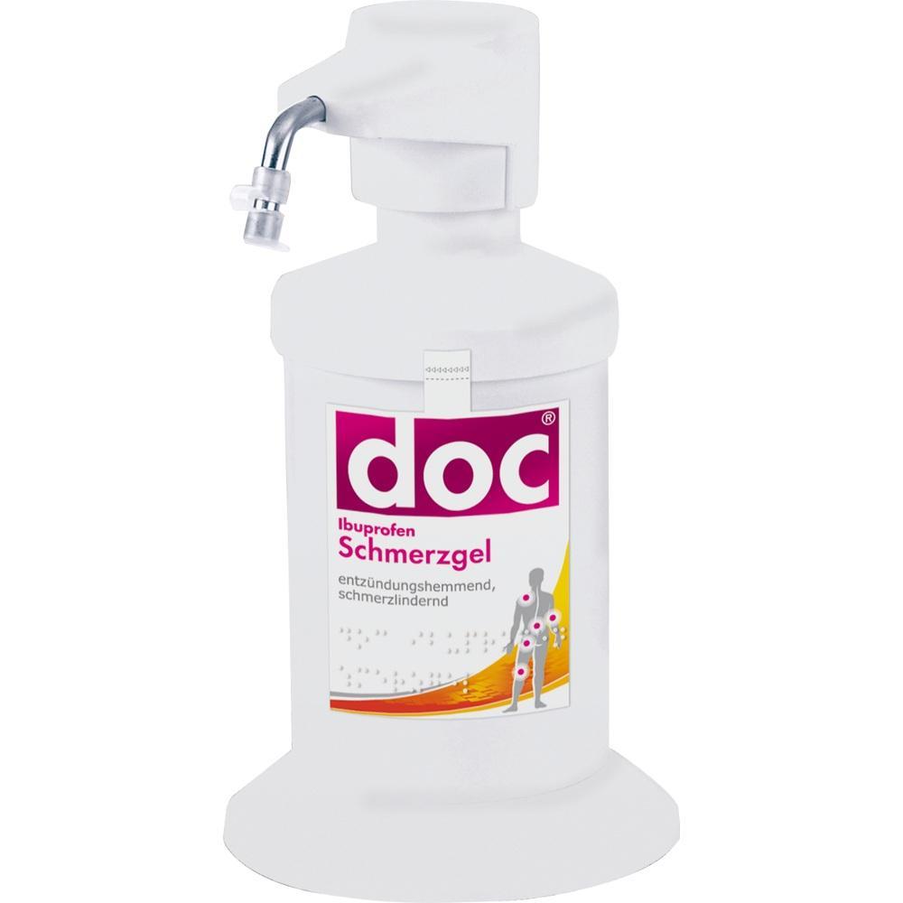 Wei&szlig;e Pumpflasche mit Ibuprofen Schmerzgel von doc.