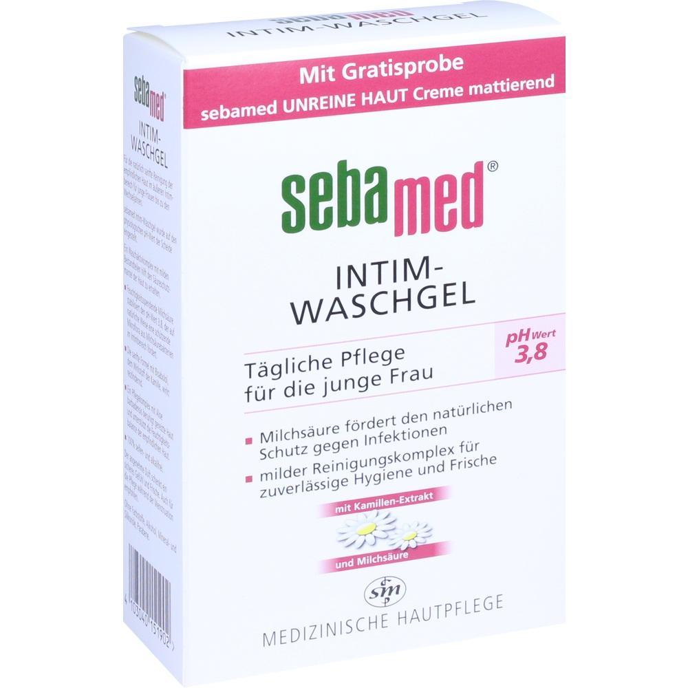 Eine Verpackung von Sebamed Intim-Waschgel f&uuml;r junge Frauen.
