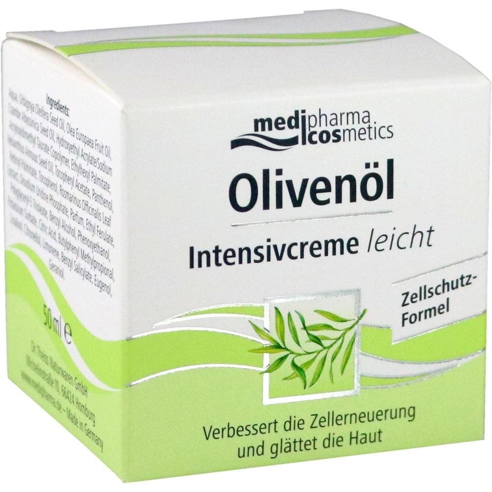 Eine Packung Oliven&ouml;lcreme f&uuml;r die Hautpflege mit Zellschutzformel.