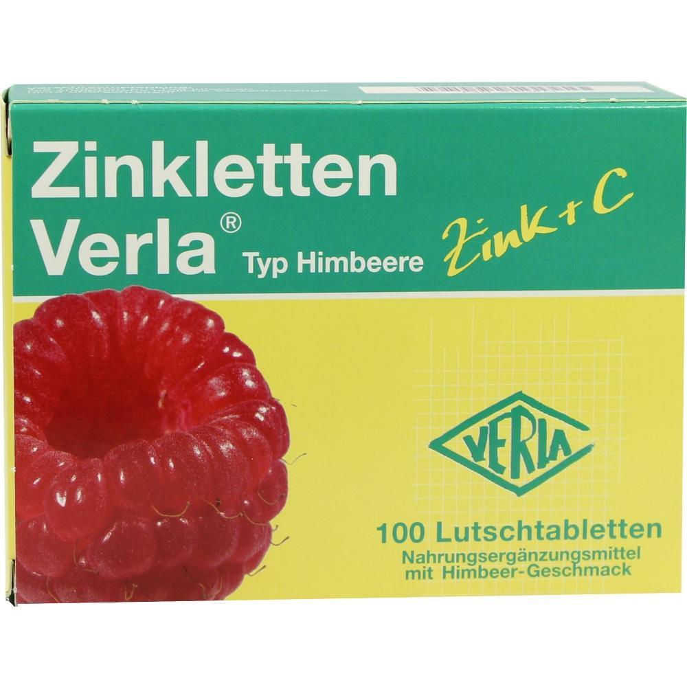 Verpackung von Zink-Lutschtabletten mit Himbeergeschmack.