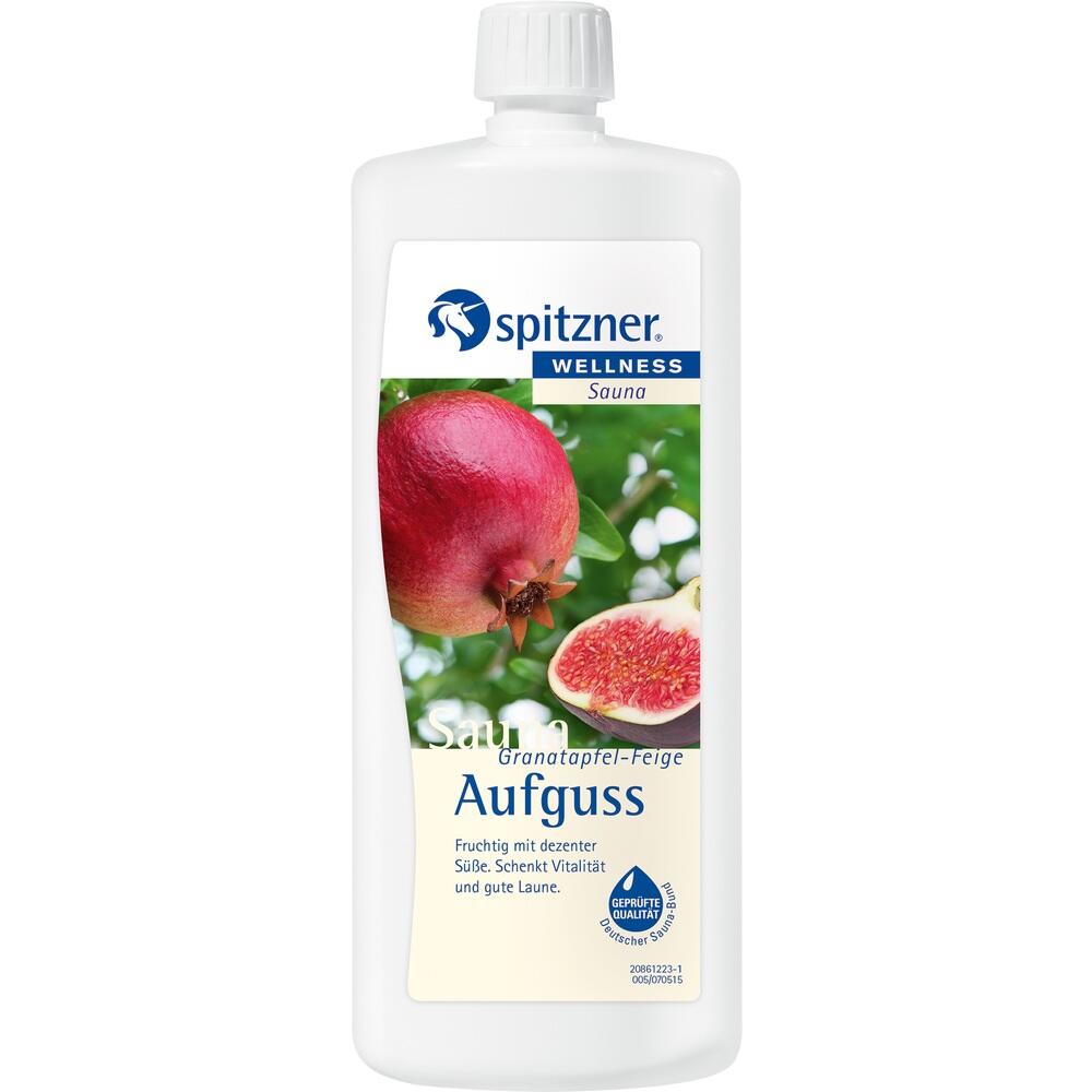 Wei&szlig;e Flasche mit Sauna-Aufguss vom Hersteller Spitzner, Geschmacksrichtung Granatapfel-Feige.