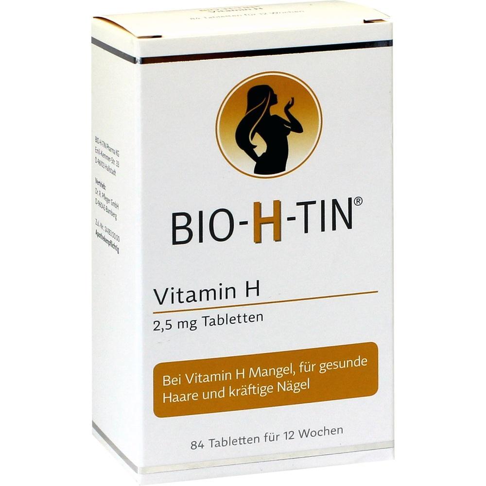Verpackung von Vitamin H Tabletten f&uuml;r gesunde Haare und N&auml;gel.