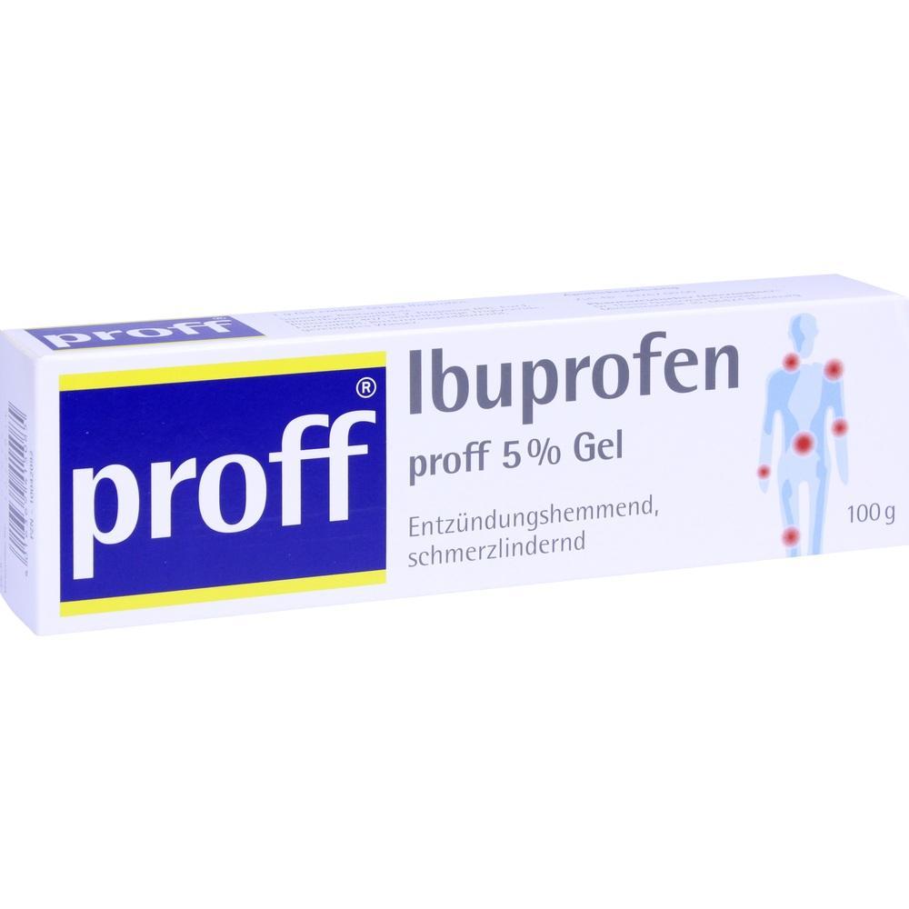 Eine Tube Proff Ibuprofen Gel zur Schmerzlinderung.