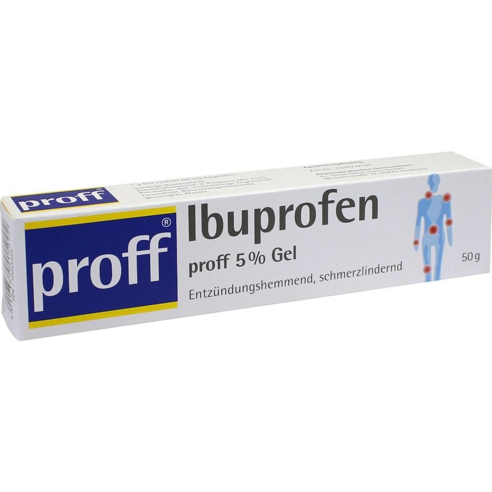 Weiße Schachtel eines Ibuprofen-Gels zur Schmerzlinderung und Entzündungshemmung.