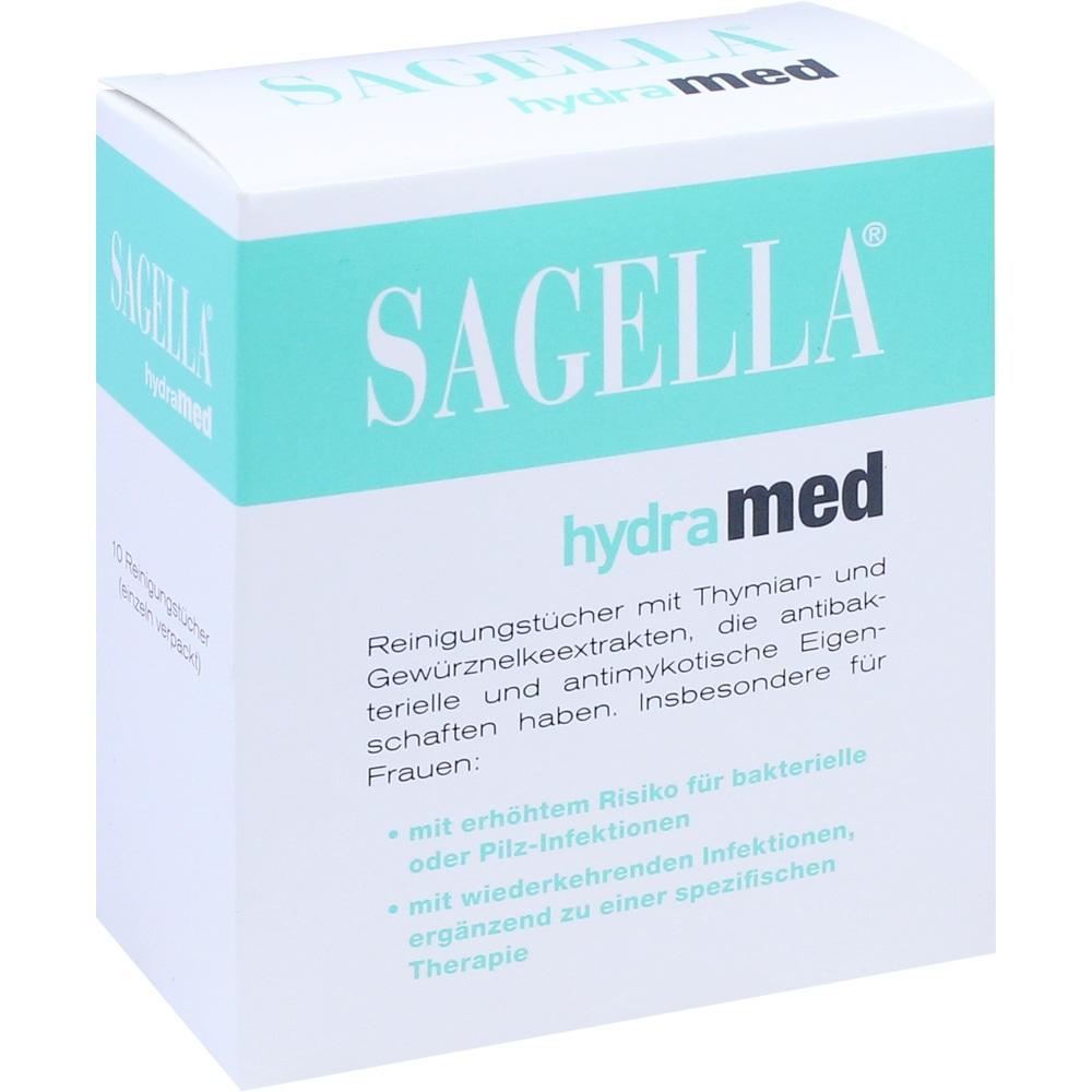Eine Packung mit Sagella hydramed Reinigungst&uuml;chern f&uuml;r Frauen.
