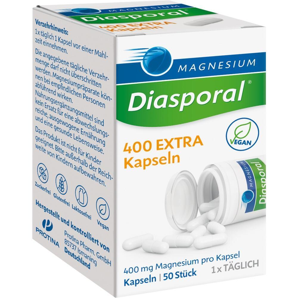 Verpackung von Magnesium Diasporal Kapseln, 400 mg, vegan, 50 St&uuml;ck.