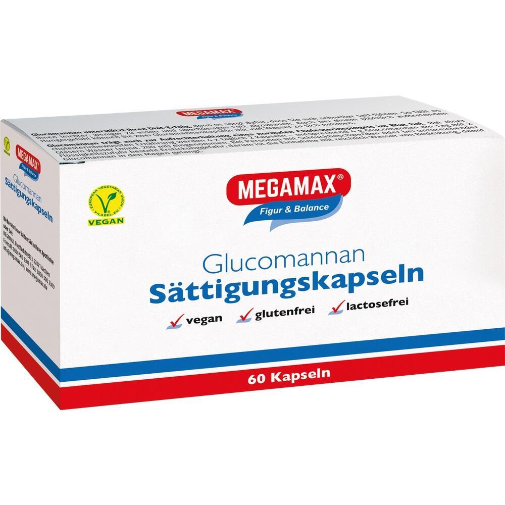 Eine Packung vegane Glucomannan S&auml;ttigungskapseln, gluten- und laktosefrei, 60 St&uuml;ck.