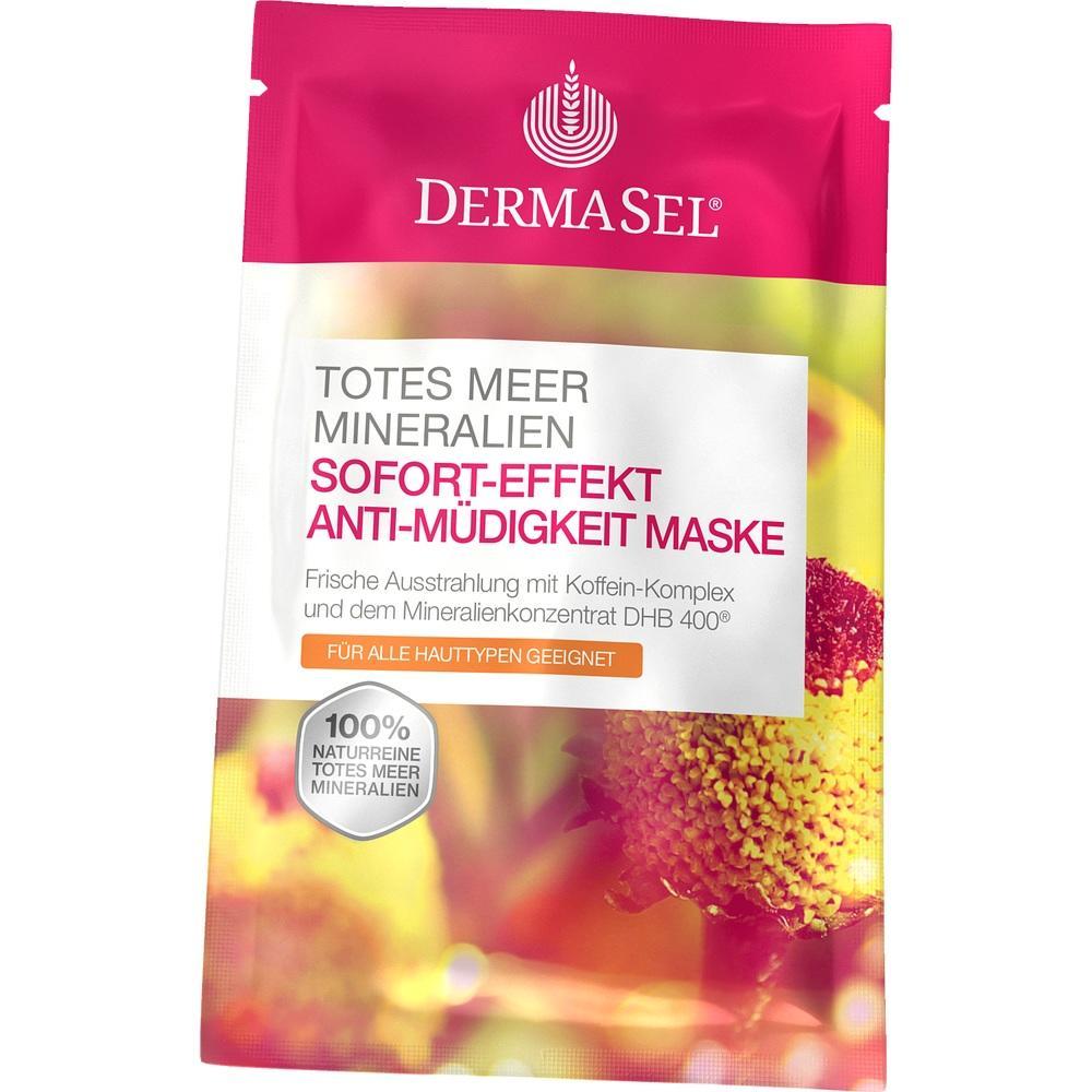 Bunte Verpackung einer Anti-Müdigkeit Maske mit Totes Meer Mineralien.