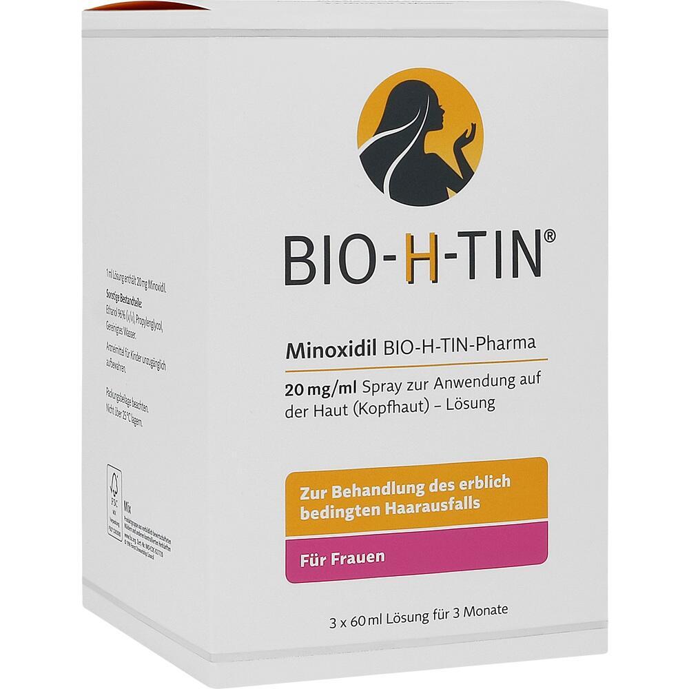Schachtel von Haarwuchs-Mittel f&uuml;r Frauen, genannt BIO-H-TIN, gegen erblichen Haarausfall.