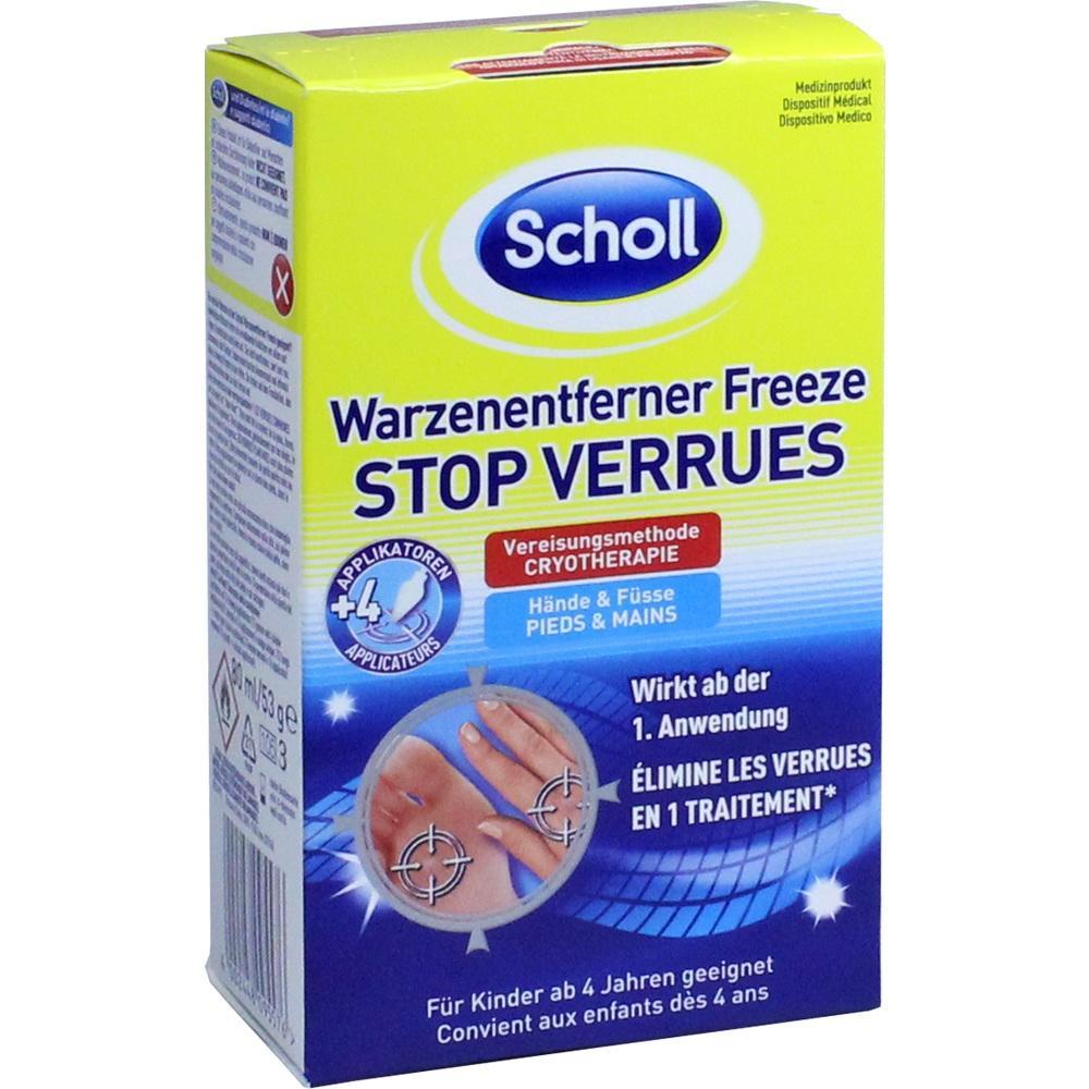 Eine Verpackung für einen Warzenentferner von Scholl für Hände und Füße.