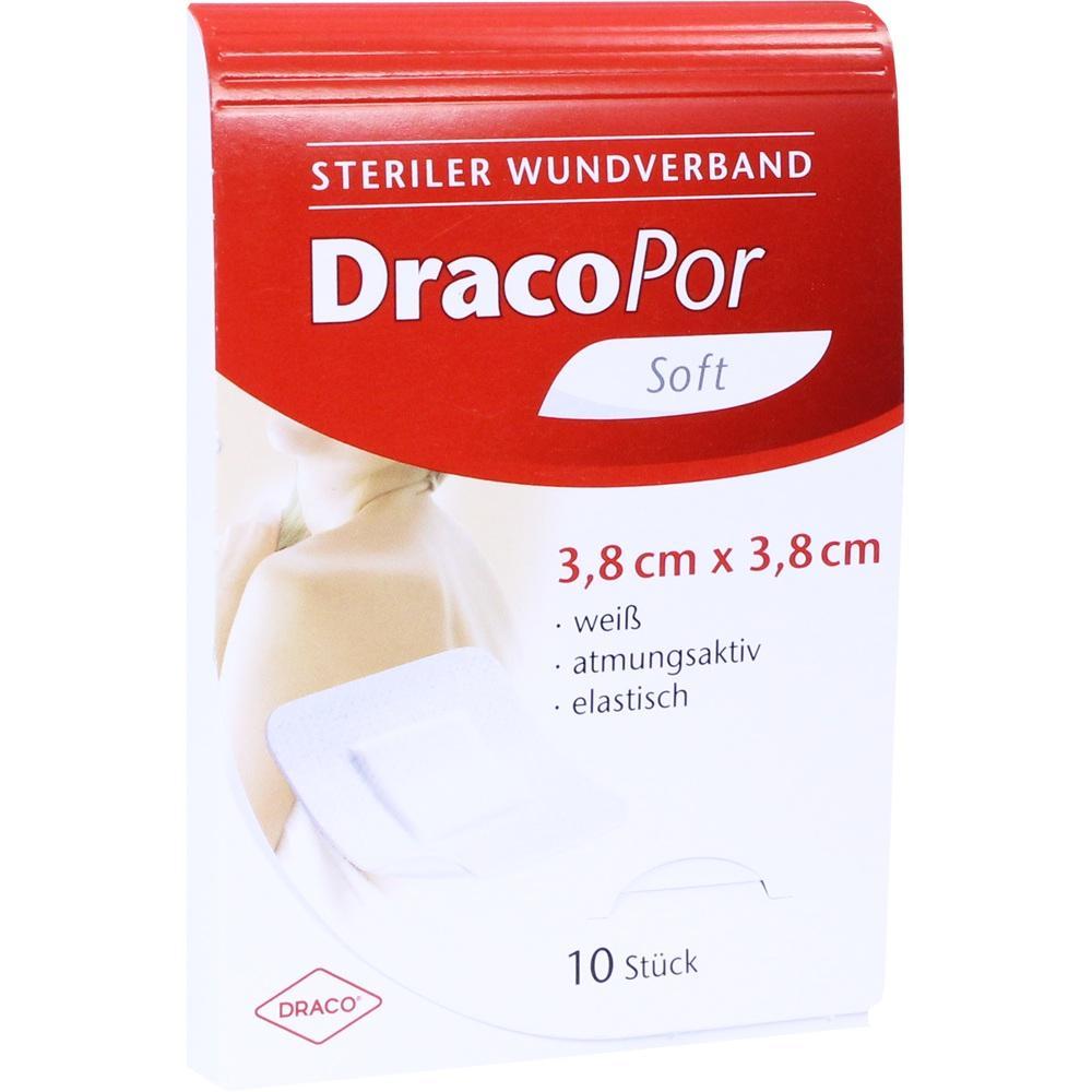 Rote und wei&szlig;e Verpackung von sterilen Wundverb&auml;nden der Marke DracoPor Soft.