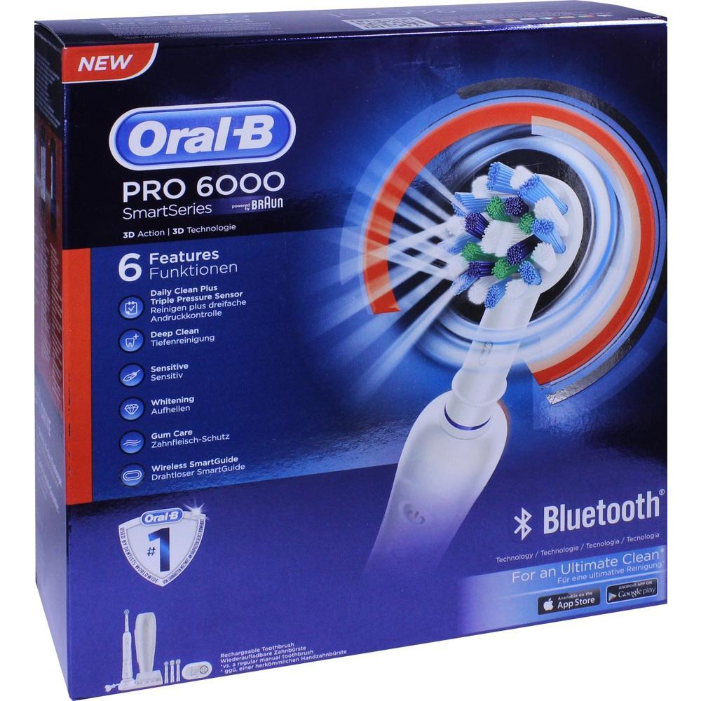 Verpackung der elektrischen Zahnb&uuml;rste Oral-B Pro 6000 mit verschiedenen Funktionen.