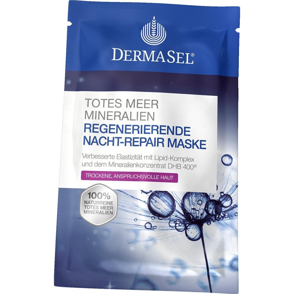 Blaue Packung einer regenerierenden Nacht-Repair-Maske mit Totes Meer Mineralien.
