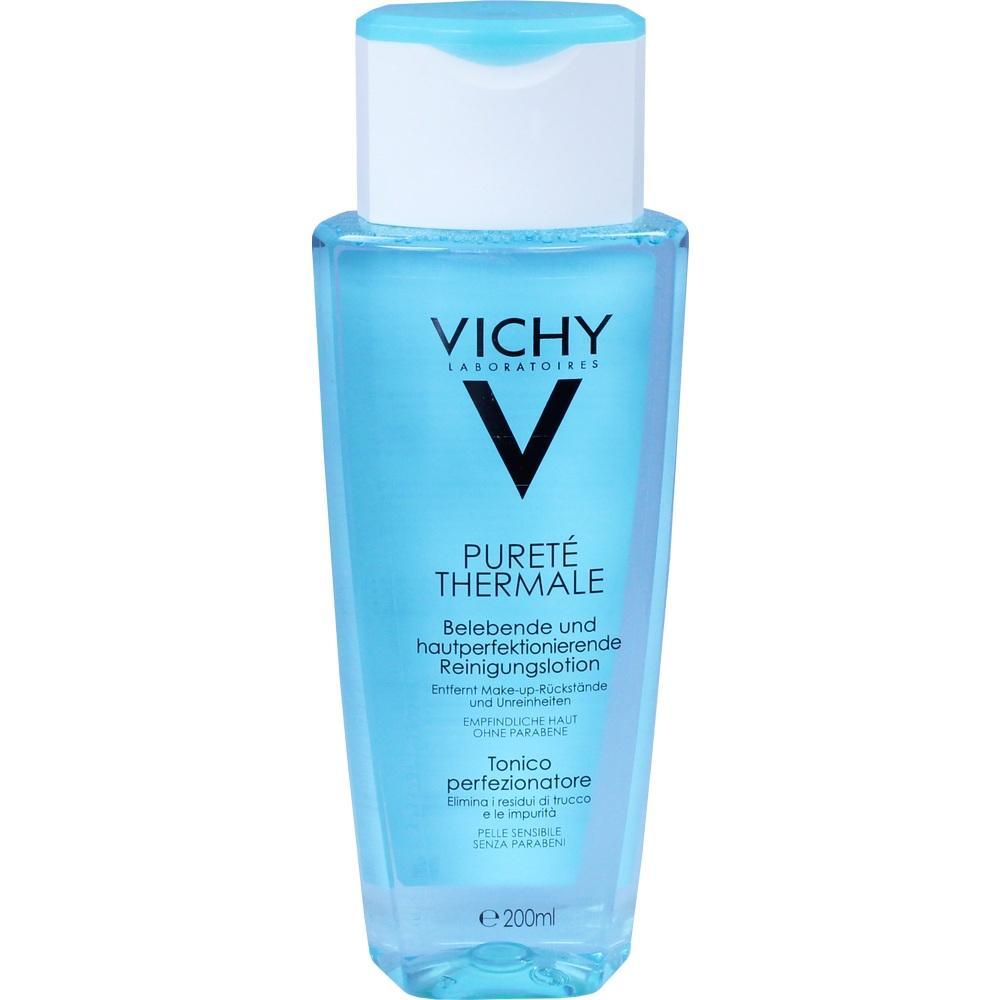Blaue Flasche mit einer Reinigungs-Lotion von Vichy.