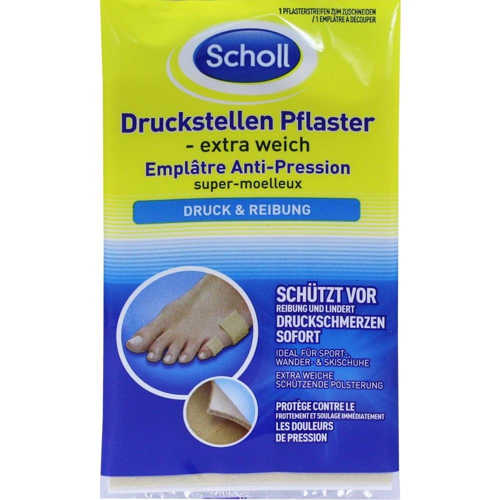 Eine Verpackung von Scholl-Druckstellenpflastern mit Extra-Schutz f&uuml;r Druck und Reibung.