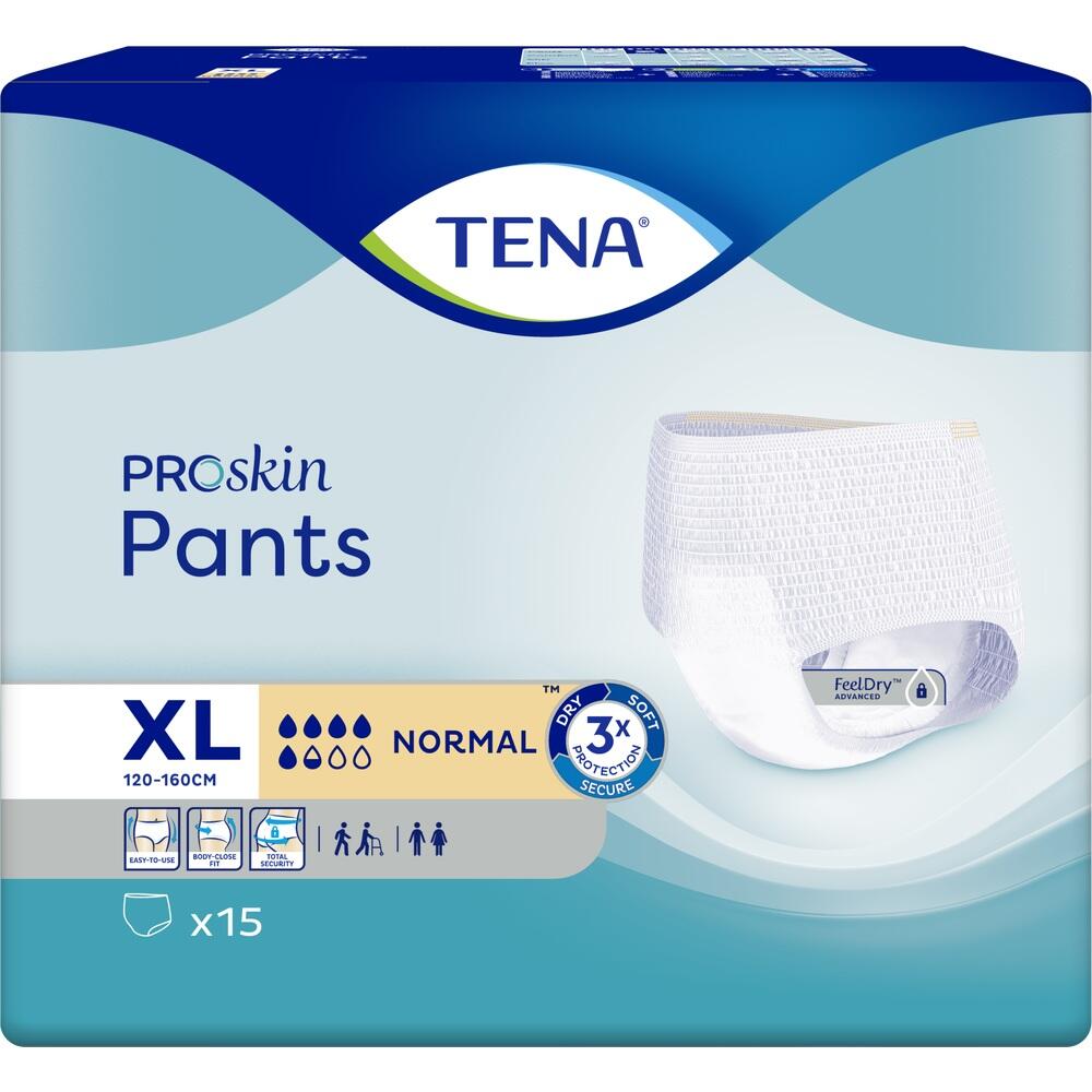 Packung TENA Proskin Pants XL mit 15 Einweg-Windeln f&uuml;r Erwachsene.