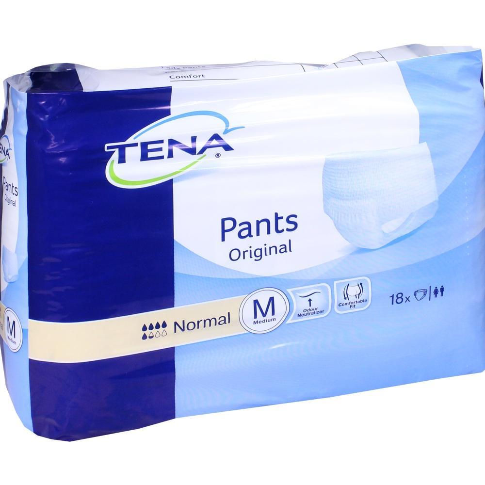 Eine blaue Packung mit TENA Pants f&uuml;r Erwachsene, Gr&ouml;&szlig;e Medium.