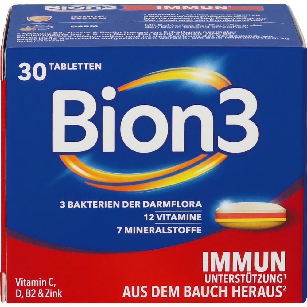 Verpackung von Bion3 Immun Tabletten mit Vitaminen und Mineralstoffen zur Unterst&uuml;tzung des Immunsystems.