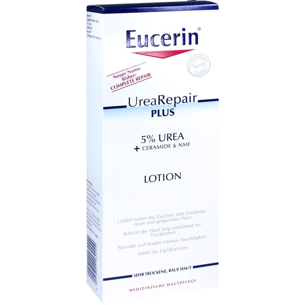 Dies ist eine Packung Eucerin UreaRepair Plus Lotion f&uuml;r trockene Haut.