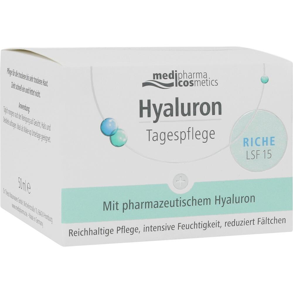 Wei&szlig;e Box von Hyaluron Tagespflege mit LSF 15 f&uuml;r feuchtigkeitsspendende Hautpflege.