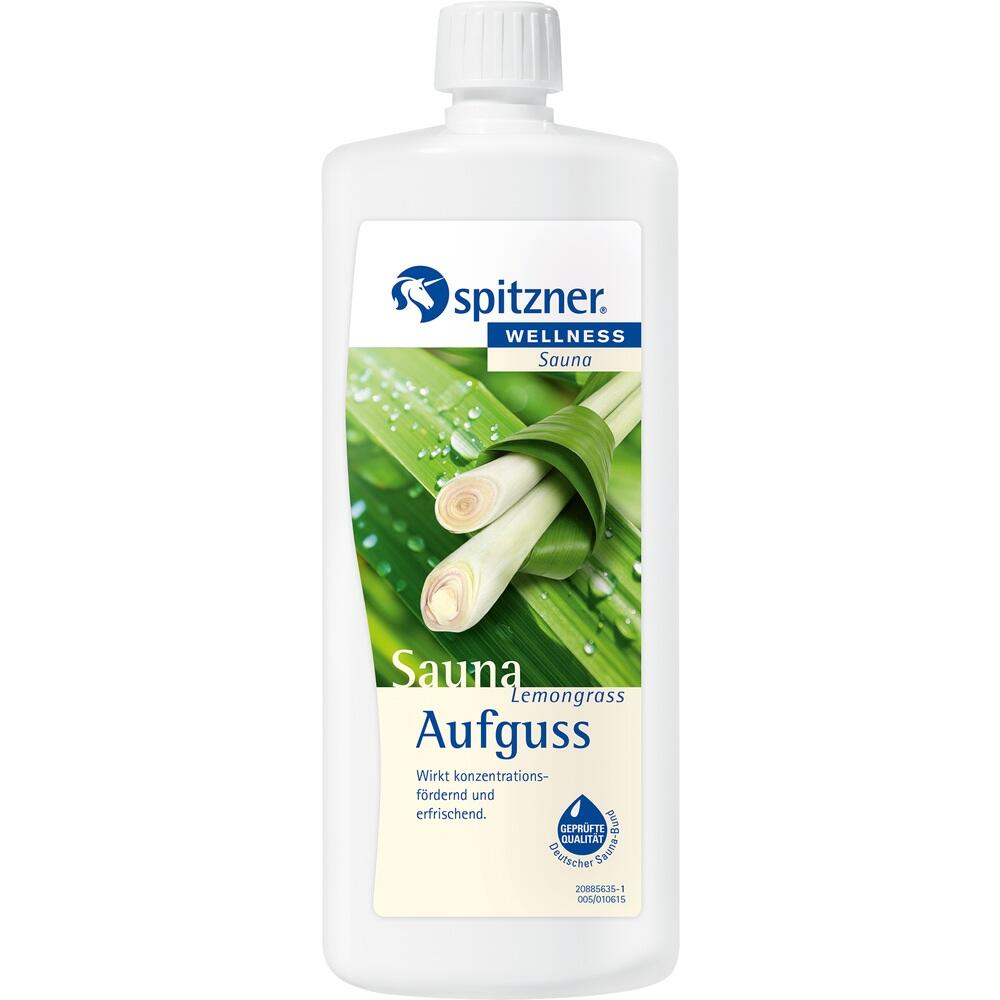 Eine Flasche Sauna-Aufguss mit Zitronengras-Duft.