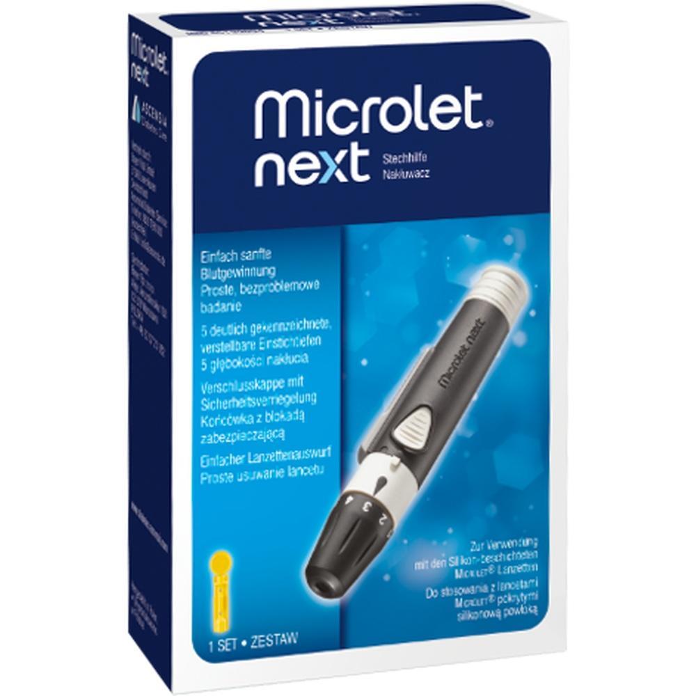 Produktverpackung f&uuml;r ein Blutzuckermessger&auml;t namens "Microlet next".