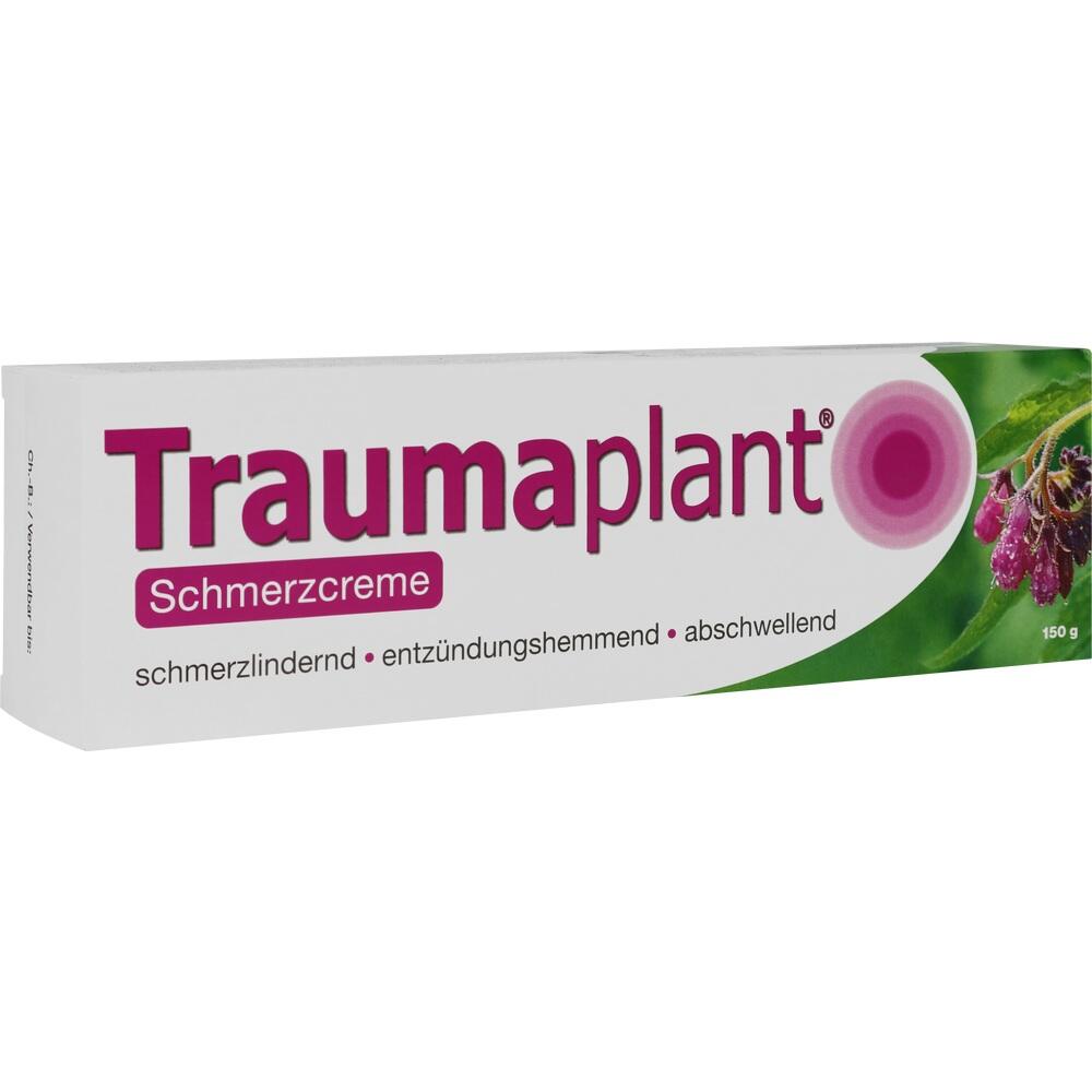 Eine wei&szlig;e Tube mit der Aufschrift "Traumaplant Schmerzcreme".