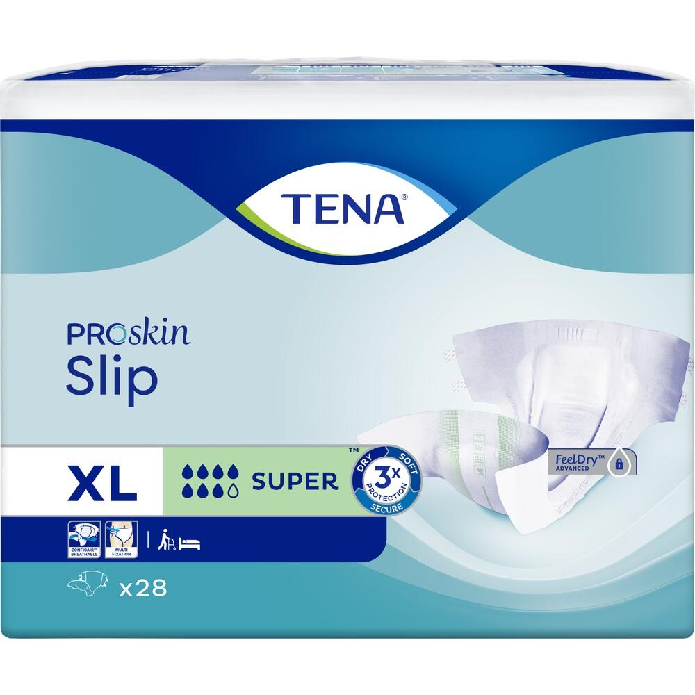 Verpackung von TENA Proskin Slip in Gr&ouml;&szlig;e XL mit 28 St&uuml;ck.