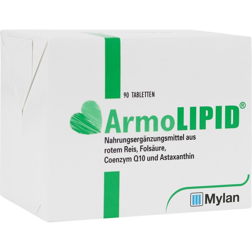 Eine wei&szlig;e Packung ArmoLIPID mit 90 Tabletten als Nahrungserg&auml;nzungsmittel.
