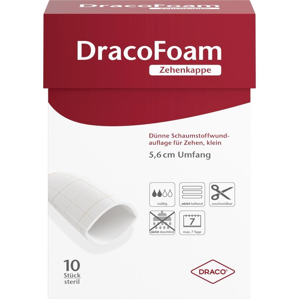 Verpackung von DracoFoam Zehenkappen mit Schaumstoffwundauflagen.