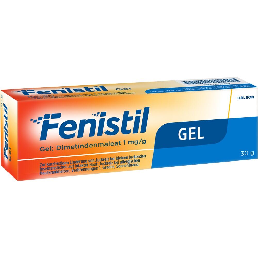Eine orange-wei&szlig;e Packung Fenistil Gel gegen Juckreiz.