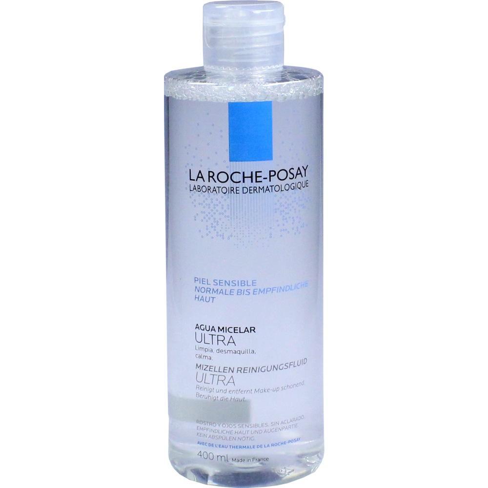 Transparente Flasche mit Reinigungswasser f&uuml;r empfindliche Haut.